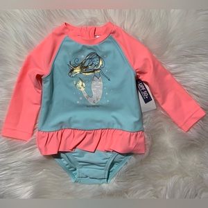 Oshkosh B’gosh - Mermaid One Piece Rash Guard Swimsuit Baby Girl (SZ 3-6m)